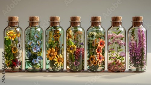 A beautiful assortment of flowers encased in glass bottles, a perfect gift for any occasion.