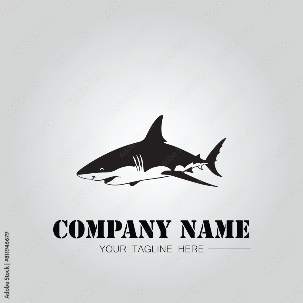Shark silhouette illustration design for company logo vector image on the white background Shark silhouette illustration design for company logo vector image on the white background