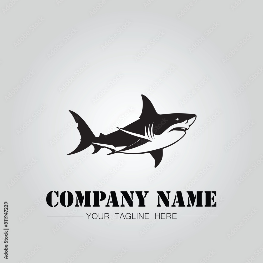 Shark silhouette illustration design for company logo vector image on the white background Shark silhouette illustration design for company logo vector image on the white background