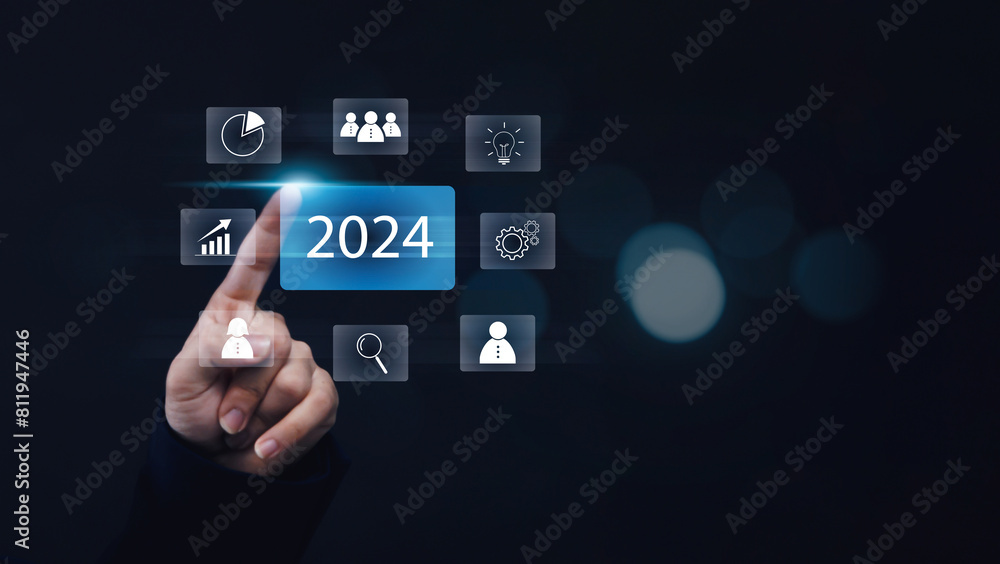 Businessman's Strategic Planning, Creative Thinking, and Target Goals for Year 2024, Achieving Success through Innovative Strategies. Businessman's Strategic Planning, Creative Thinking, and Target Goals for Year 2024, Achieving Success through Innovative Strategies.