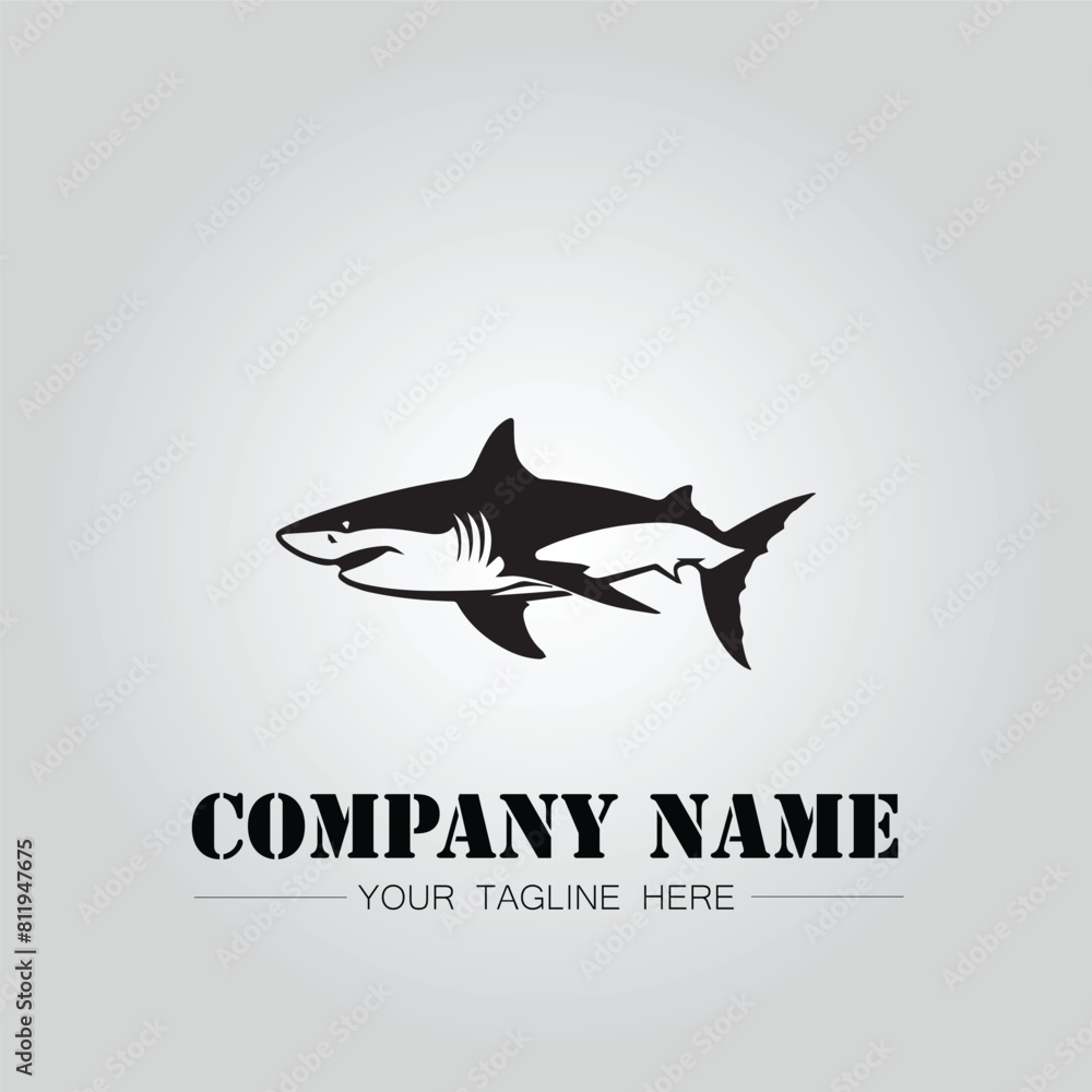 Shark silhouette illustration design for company logo vector image on the white background Shark silhouette illustration design for company logo vector image on the white background