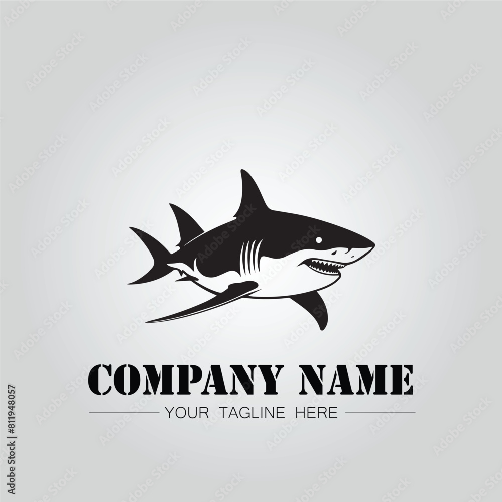 Shark silhouette illustration design for company logo vector image on the white background Shark silhouette illustration design for company logo vector image on the white background