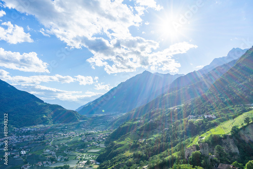 Sigths from Dorf Tyrol in South Tyrol Italy on Meran and other Landscapes. photo