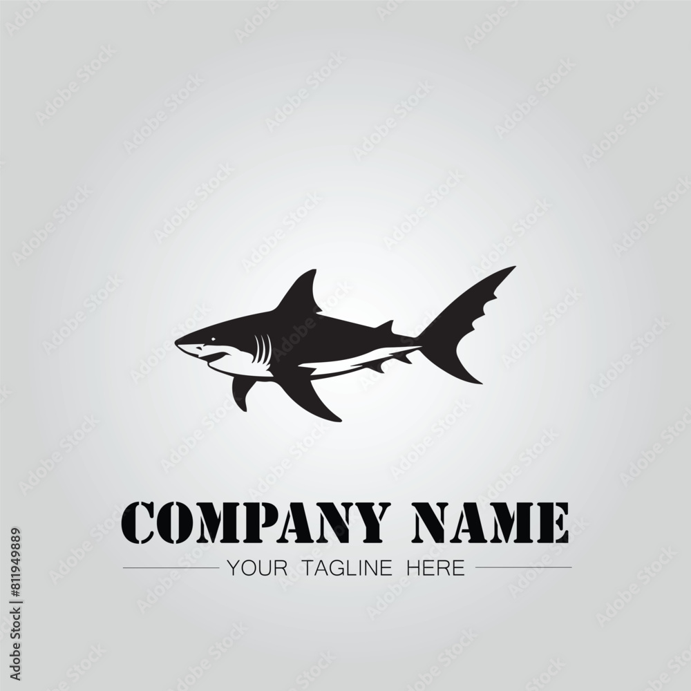 Shark silhouette illustration design for company logo vector image on the white background Shark silhouette illustration design for company logo vector image on the white background