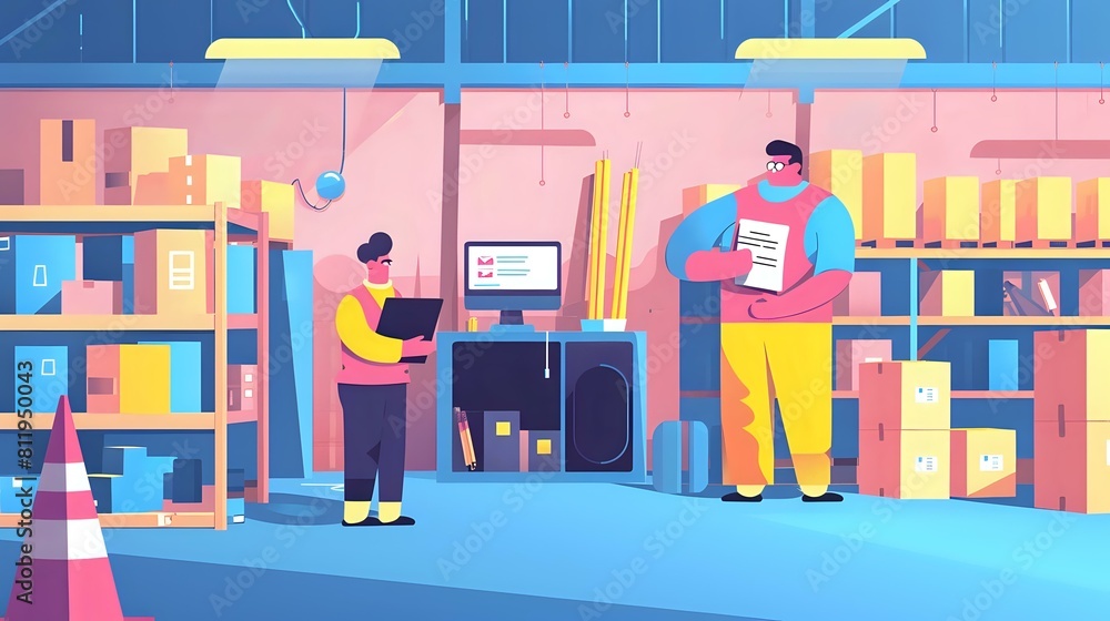 Illustration of Inventory Manager's responsibilities in ensuring smooth flow of goods and minimizing costs Illustration of Inventory Manager's responsibilities in ensuring smooth flow of goods and minimizing costs