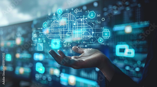 Cloud cyber security and information Technology of business. data network.