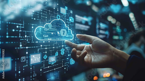 Cloud cyber security and information Technology of business. data network.