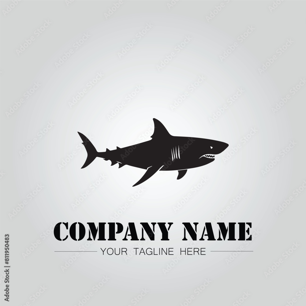 Shark silhouette illustration design for company logo vector image on the white background Shark silhouette illustration design for company logo vector image on the white background