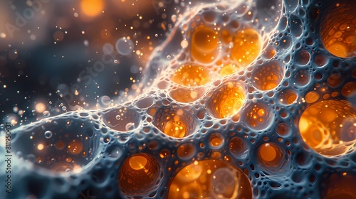 Microscopic world of chemical reactions unfolding in a glass flask, magnified to perfection on a computer screen in high-definition