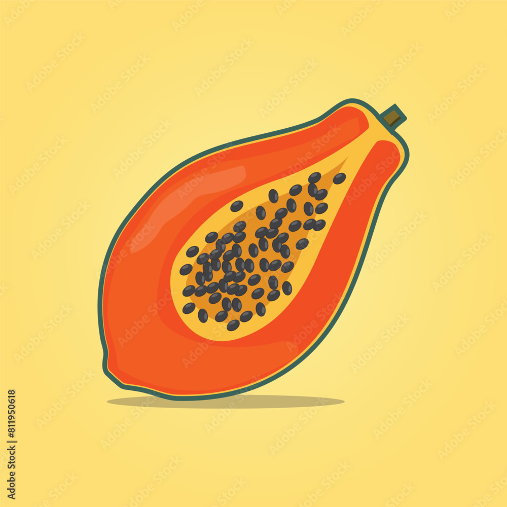 Summer tropical fruits for healthy lifestyle. Papaya fruit vector illustration. Summer tropical fruits for healthy lifestyle. Papaya fruit vector illustration.