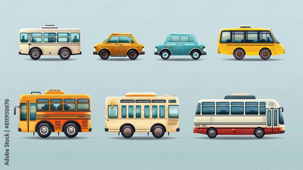Bus icon set. bus vector icon 
