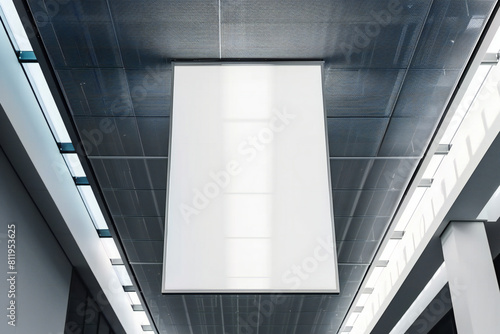 Close up of empty white stopper hanging in wooden interior with industrial ceiling mockup