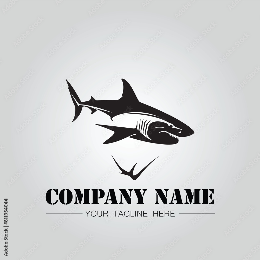 Shark silhouette illustration design for company logo vector image on the white background Shark silhouette illustration design for company logo vector image on the white background