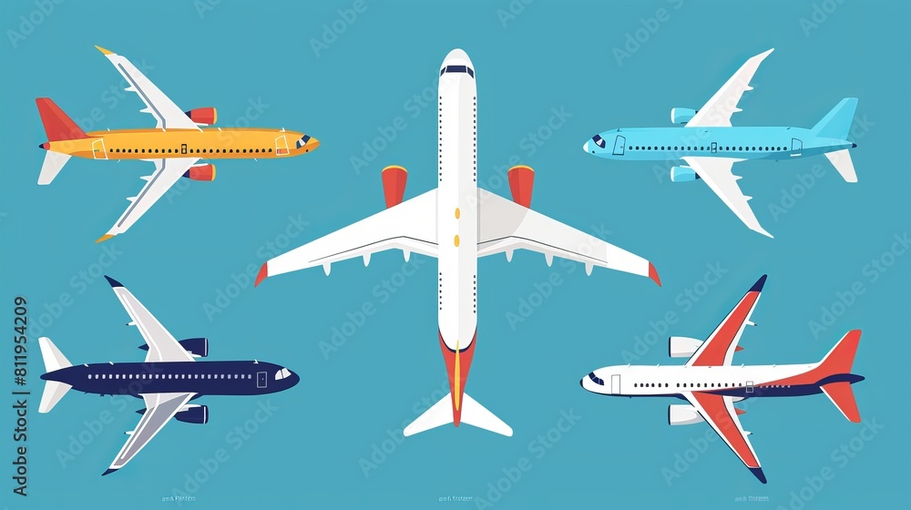 Flying up airplane icons. Takeoff plane symbol. Vector illustration 