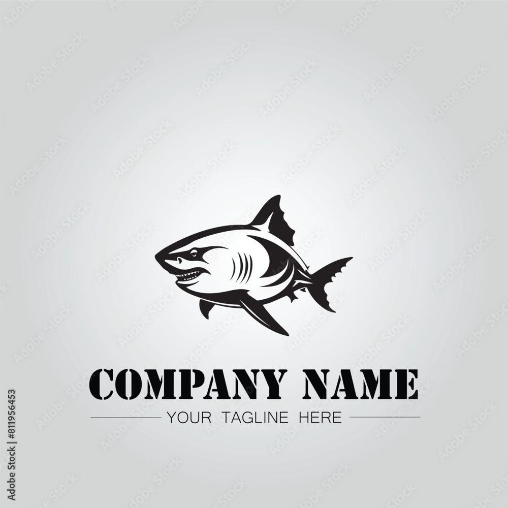 Shark silhouette illustration design for company logo vector image on the white background Shark silhouette illustration design for company logo vector image on the white background
