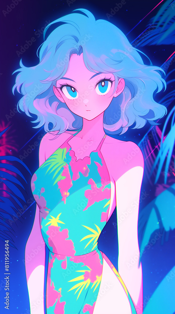 Hand drawn cartoon illustration of cute beautiful girl in summer
Hand drawn cartoon illustration of cute beautiful girl in summer