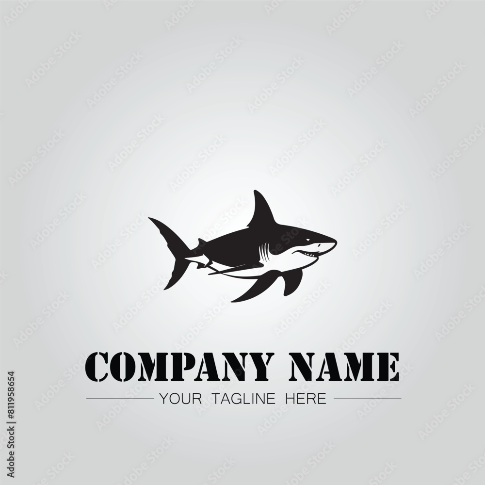 Shark silhouette illustration design for company logo vector image on the white background Shark silhouette illustration design for company logo vector image on the white background