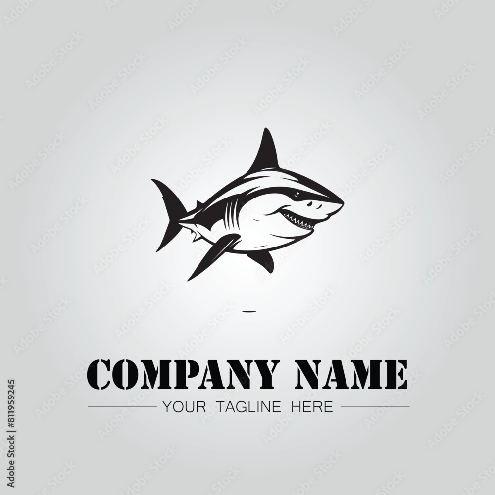Shark silhouette illustration design for company logo vector image on the white background Shark silhouette illustration design for company logo vector image on the white background