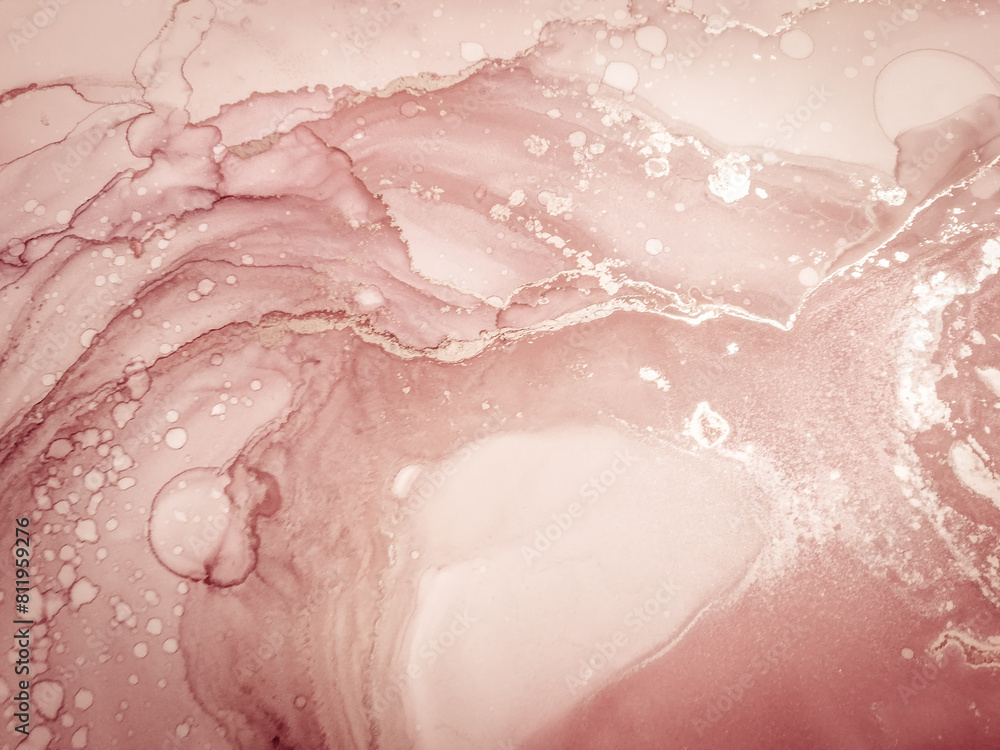 Fototapeta premium Water Colour Artwork. Pink Color Brushstroke. Craft Watercolour Blotch. Craft Color Wavy Background. Brown Abstraction Oil. Background Marble Paint.
