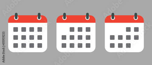 Calendar, date icon set in flat design. Reminder, event concept