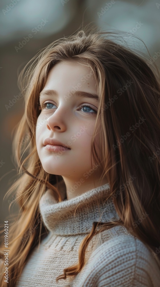 portrait of a beautiful young caucasian white American model teen girl looking forward. child ad with copy space, children, beauty, pretty portrait of a beautiful young caucasian white American model teen girl looking forward. child ad with copy space, children, beauty, pretty