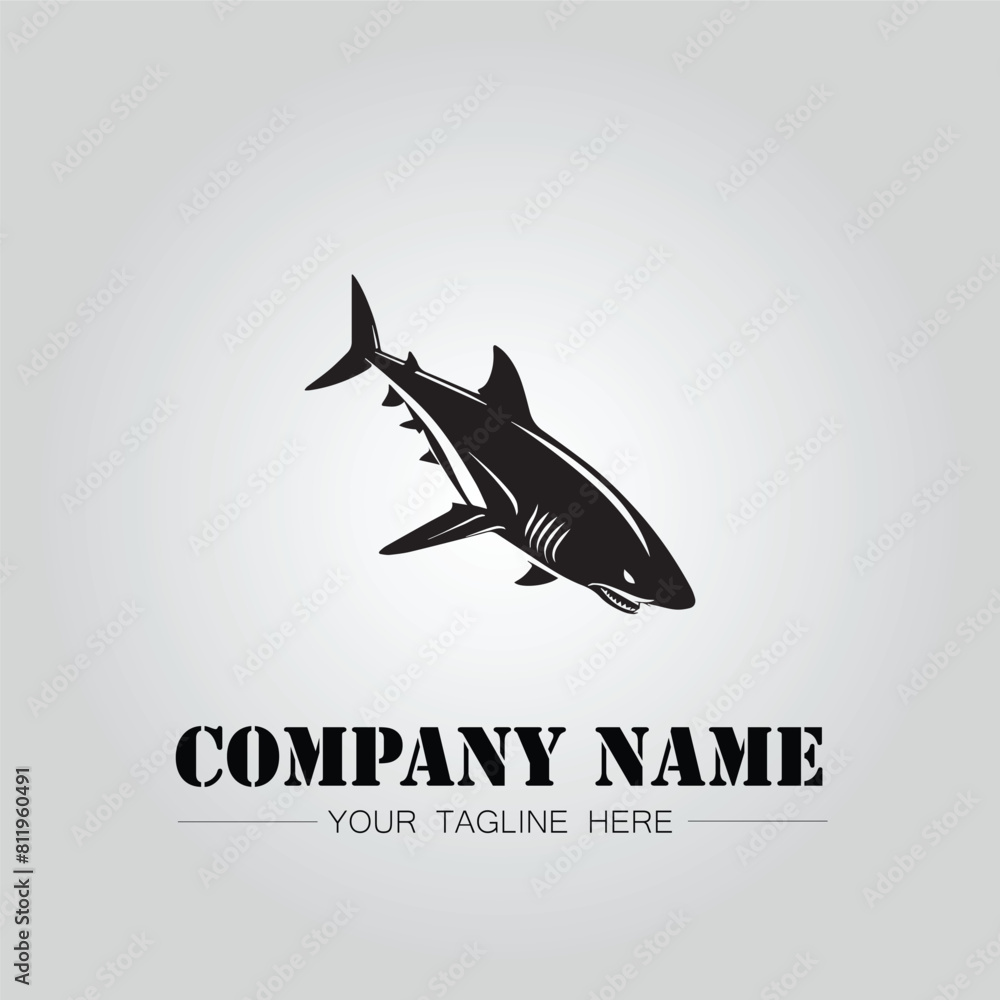 Shark silhouette illustration design for company logo vector image on the white background Shark silhouette illustration design for company logo vector image on the white background