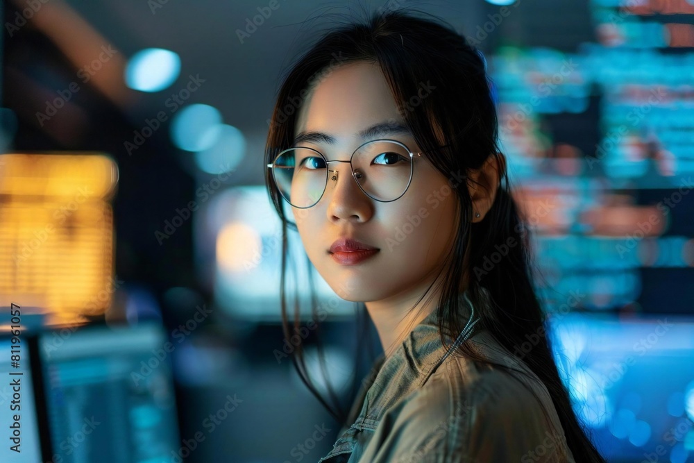 Young Asian Woman in the Tech Industry: Coding, Network Maintenance, and Artificial Intelligence Young Asian Woman in the Tech Industry: Coding, Network Maintenance, and Artificial Intelligence