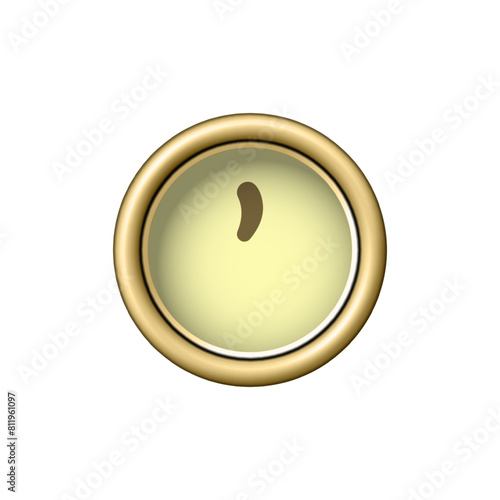 Apostrophe symbol. Vintage golden typewriter button isolated on white background. Graphic design element for scrapbooking, sticker, web site, symbol, icon. Vector illustration. photo