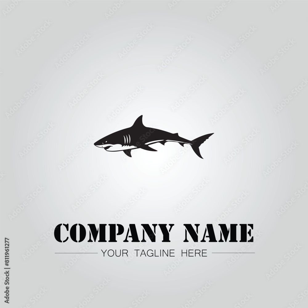 Shark silhouette illustration design for company logo vector image on the white background Shark silhouette illustration design for company logo vector image on the white background