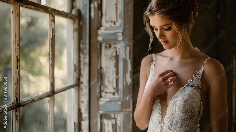 Fototapeta premium Elegant Bride in Vintage Setting