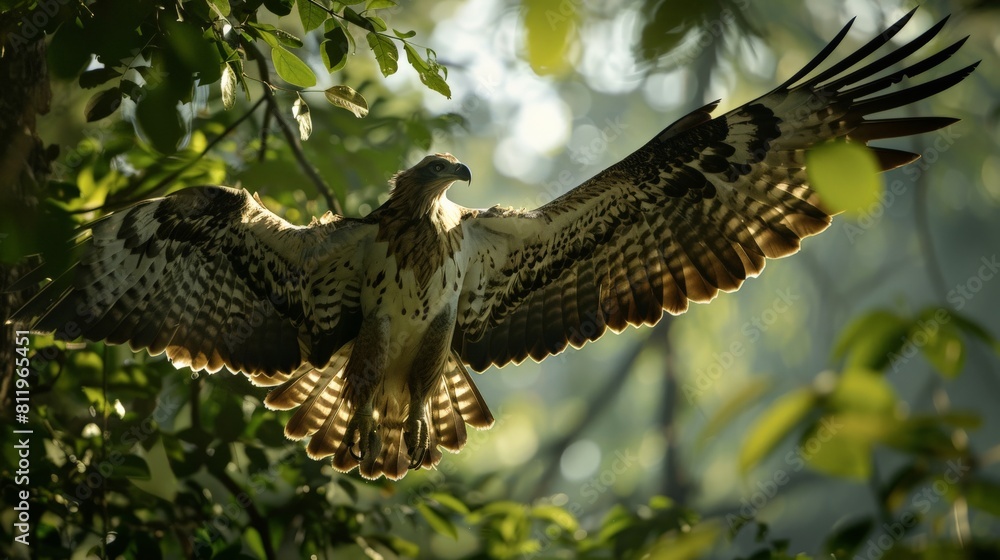 Obraz premium The bald eagle is a bird of prey found in North America. It is one of the most powerful birds in the world and is capable of carrying prey that is much larger than itself.