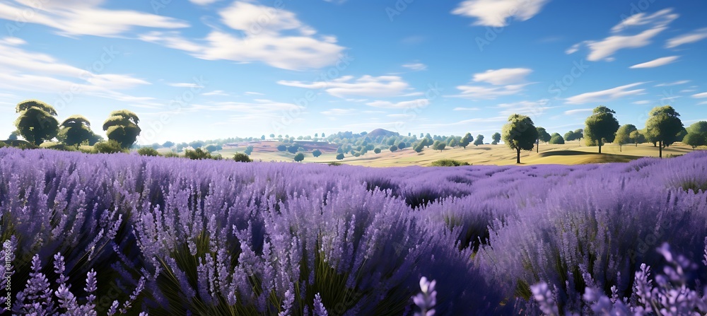 Glorious Lavender Field in Full Bloom: A stunning panoramic view of ...