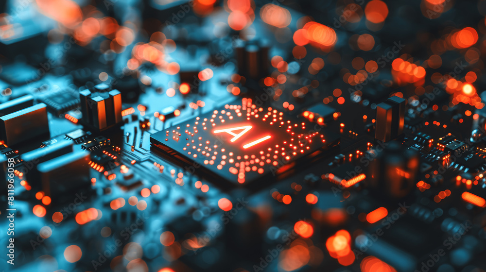 Artificial Intelligence and AI technology concept processor chip or ...