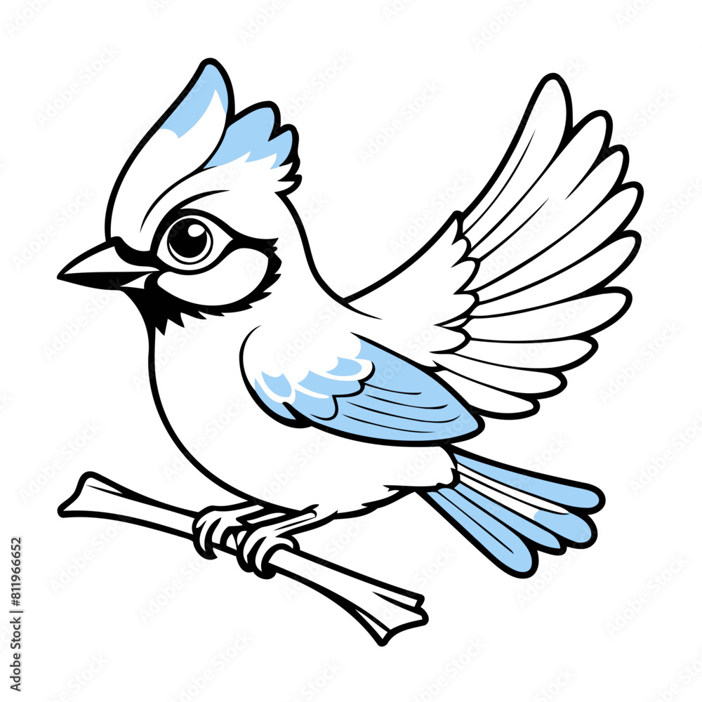 Fototapeta premium Cute Bluejay for kids story book vector illustration