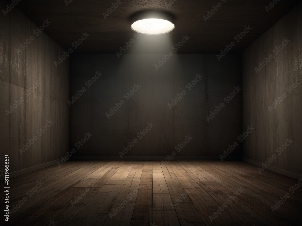 Empty black dark room with wooden flooring Empty black dark room with wooden flooring