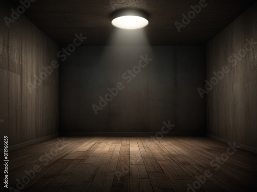 Empty black dark room with wooden flooring © SOHAN-Creation