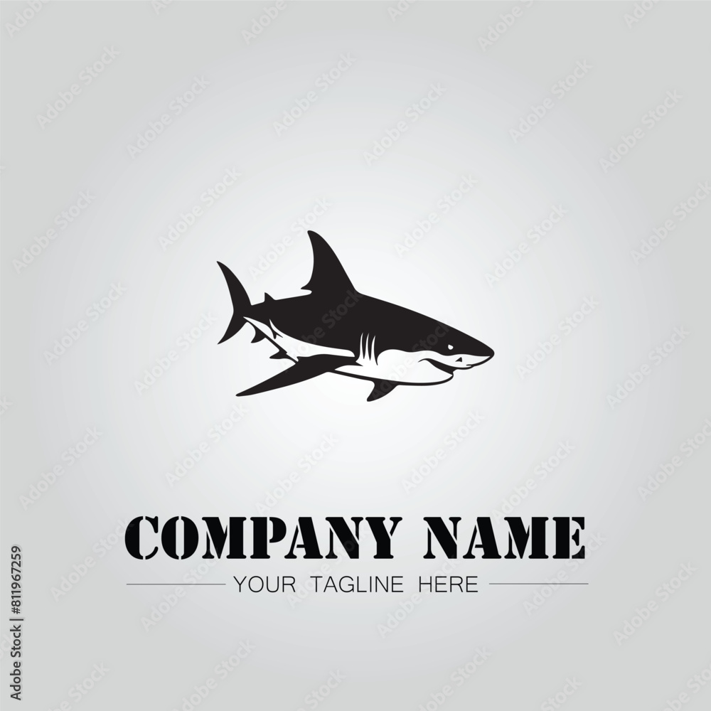 Shark silhouette illustration design for company logo vector image on the white background Shark silhouette illustration design for company logo vector image on the white background