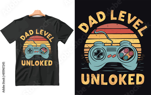 Dad level unlocked father's day t shirt design.