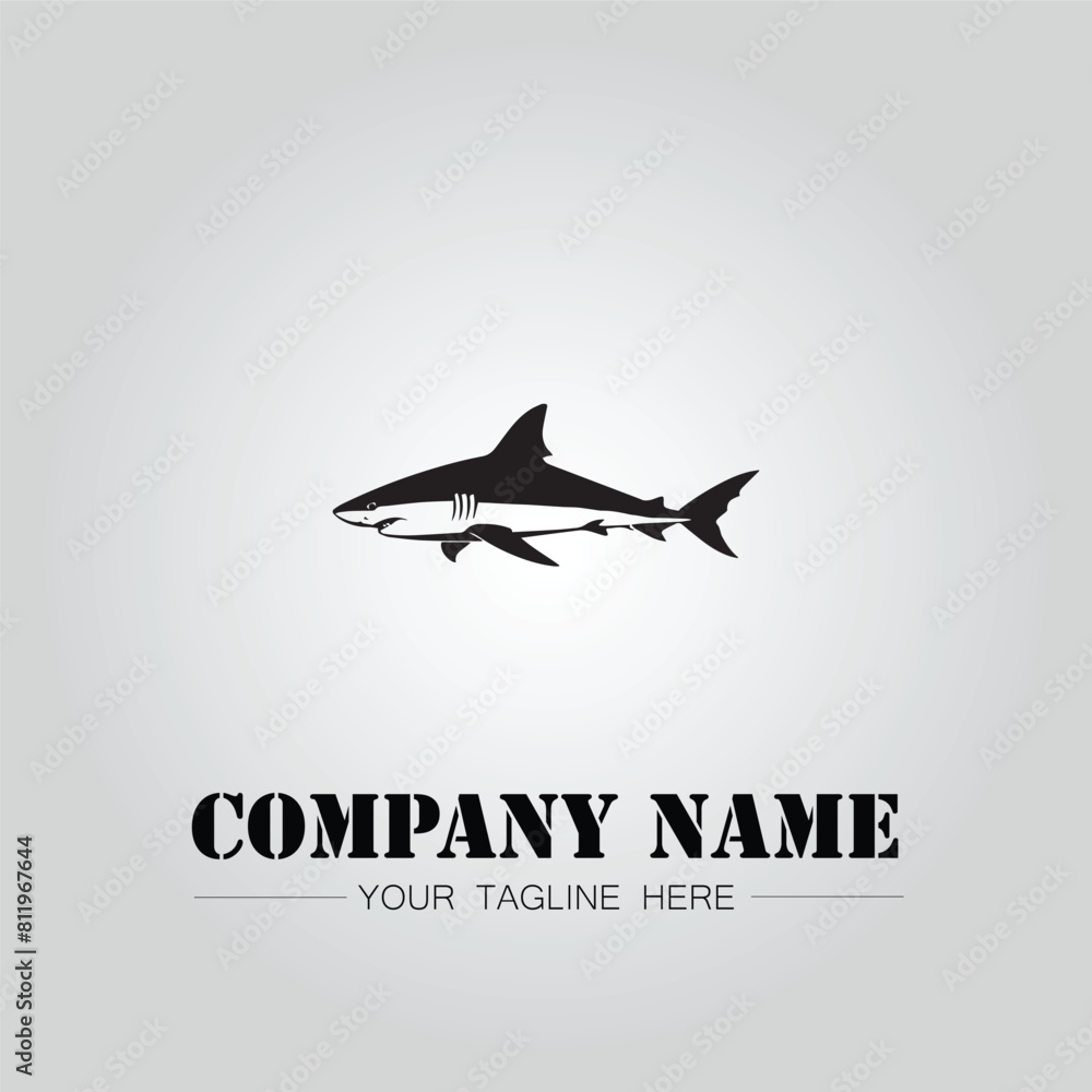 Shark silhouette illustration design for company logo vector image on the white background