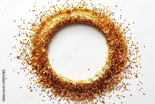 gold circle frame glitter glam sparkle aesthetic, ON A white BACKGROUND
