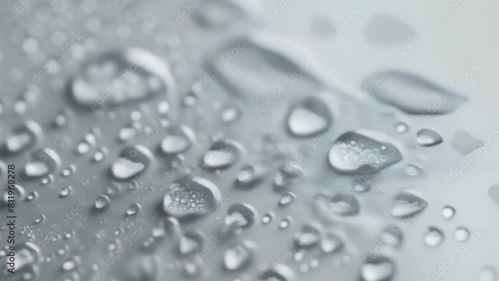 Pristine clarity of water droplets on a sleek, monochrome surface, emphasizing simplicity and the delicate nature of water. Surface with rain with rolling droplets Pristine clarity of water droplets on a sleek, monochrome surface, emphasizing simplicity and the delicate nature of water. Surface with rain with rolling droplets