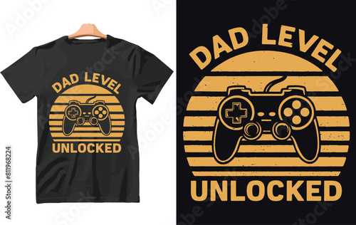 Dad level unlocked father's day t shirt design.