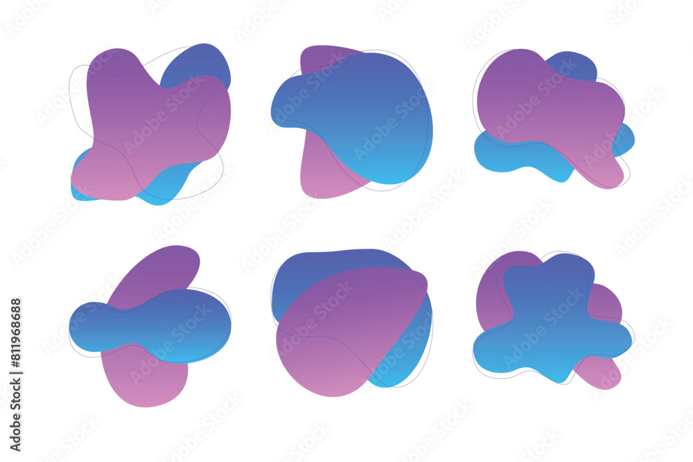 Blobs Abstract Fluid Shapes Color Gradient With Thin Line pictogram symbol visual illustration Set Blobs Abstract Fluid Shapes Color Gradient With Thin Line pictogram symbol visual illustration Set