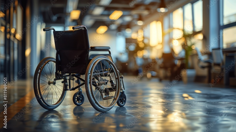 Inclusion in the Workplace: A Person in a Wheelchair with Disability Access at the Office