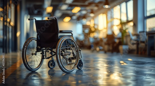 Inclusion in the Workplace: A Person in a Wheelchair with Disability Access at the Office