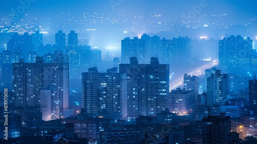 Urban Symphony  Magnificent Cityscape Under the Blue Night