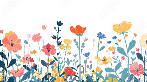 Colorful Minimalistic Floral on White Background