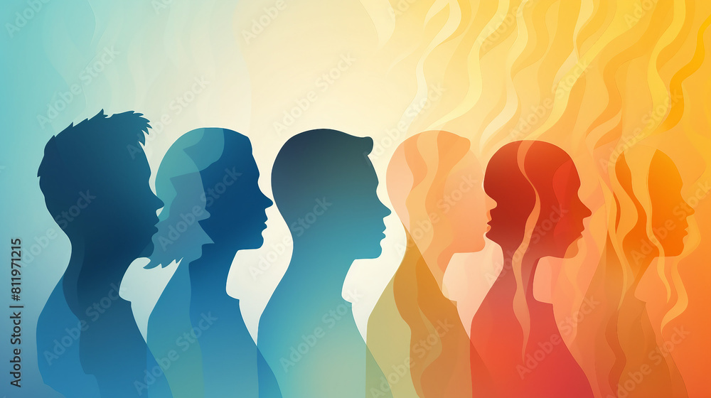 Diverse Silhouette Profiles in Psychology and Psychiatry Concept: Multicultural Team Community Providing Psychological Therapy Sessions for Patients under Treatment