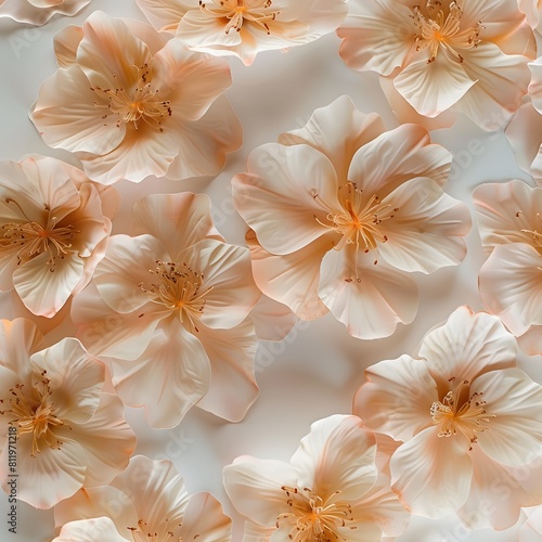 a soft peach flower pattern on a white background  adding a touch of warmth and sweetness to any design
