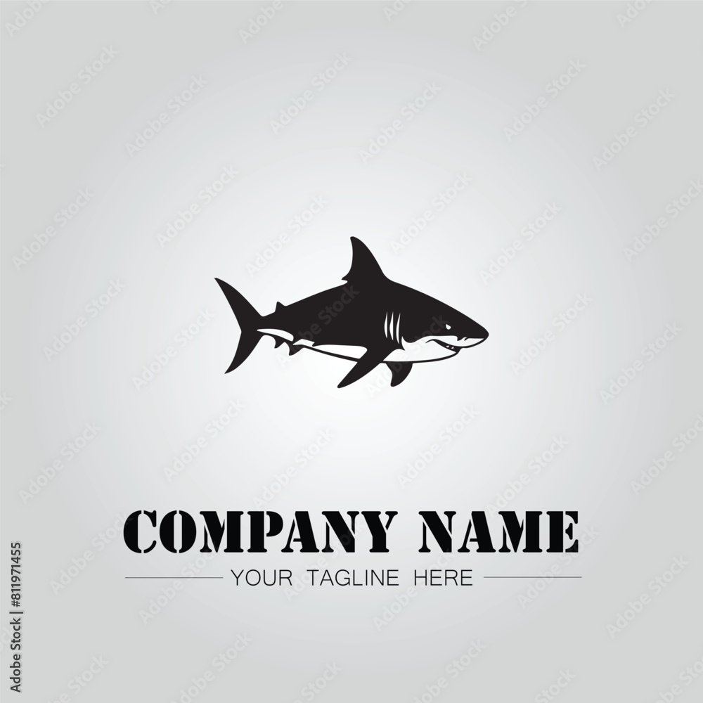 Shark silhouette illustration design for company logo vector image on the white background Shark silhouette illustration design for company logo vector image on the white background